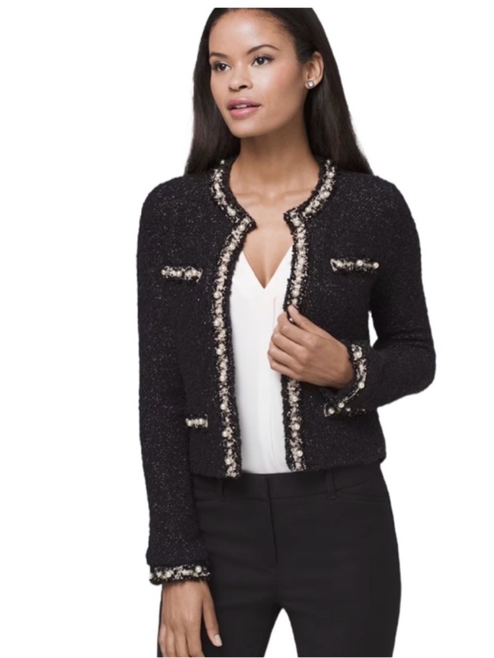 White House, Black market pearl embellished cardigan size S